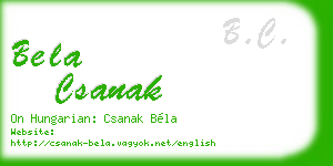 bela csanak business card