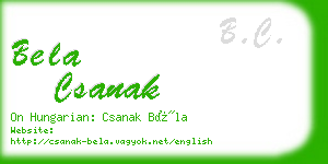 bela csanak business card